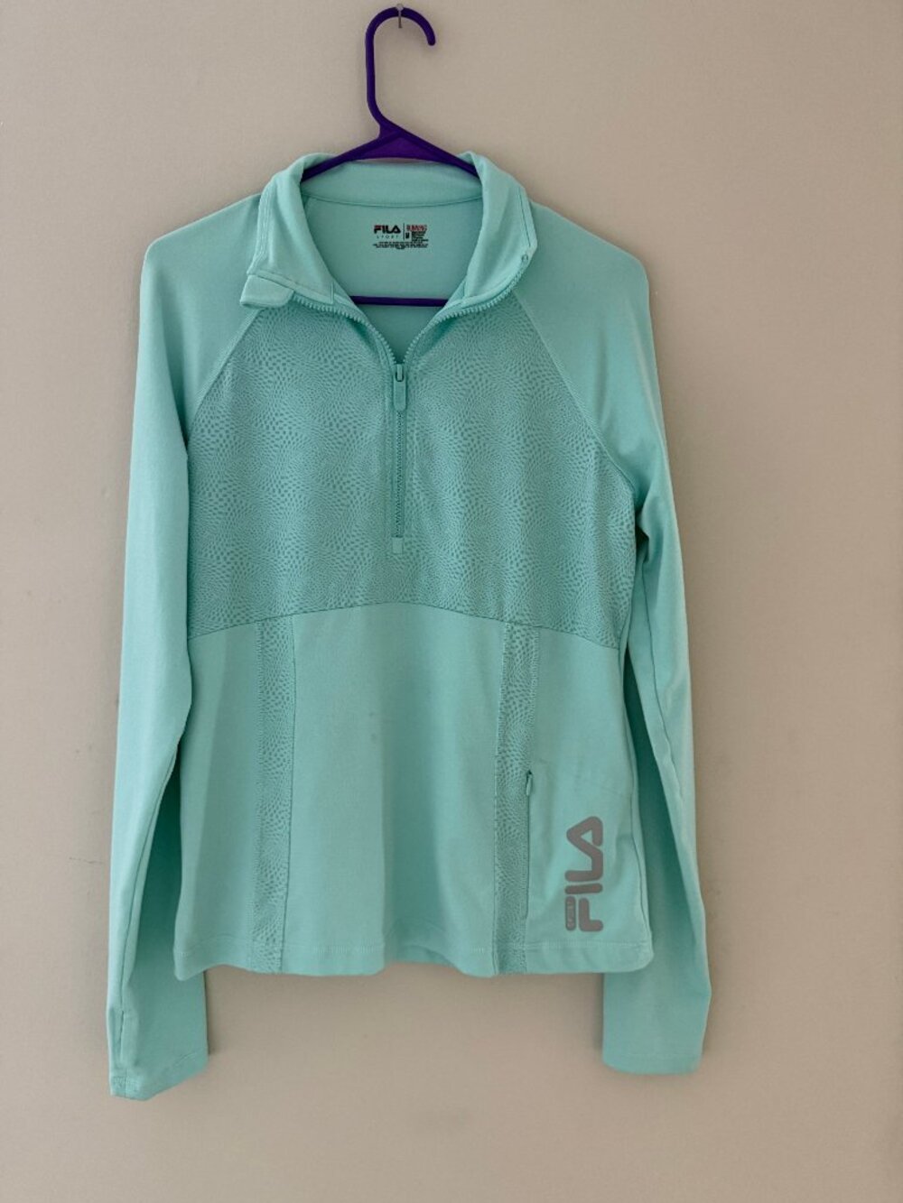 FILA SPORT RUNNING SLIM FIT PULLOVER JACKET - MINT GREEN - WOMENS SIZE MEDIUM